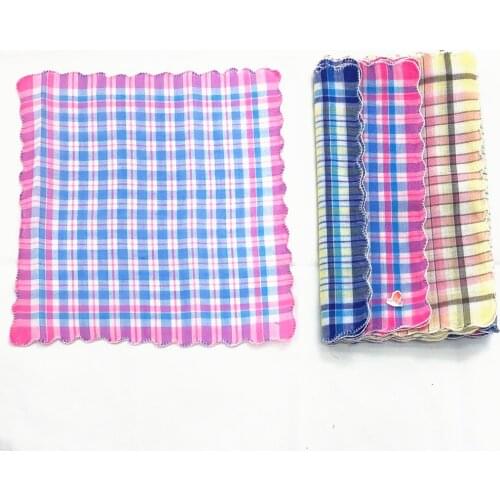 12 Pieces Women Handkerchiefs Check Pattern Square Gift Set 28x29cm