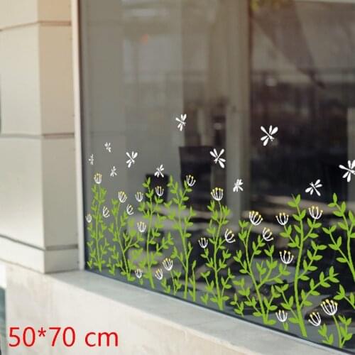 1x Plant Glass Wall Sticker Self-adhesive Waterproof Wall Stickers for Door Window Coffee Shop Cafe House Home Decoration 2020