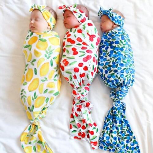 Autumn Winter Receiving Blanket Newborn Infant Baby Swaddle Blanket Baby Floral Sleeping Swaddle Muslin Wrap Headband Outfit 2pc