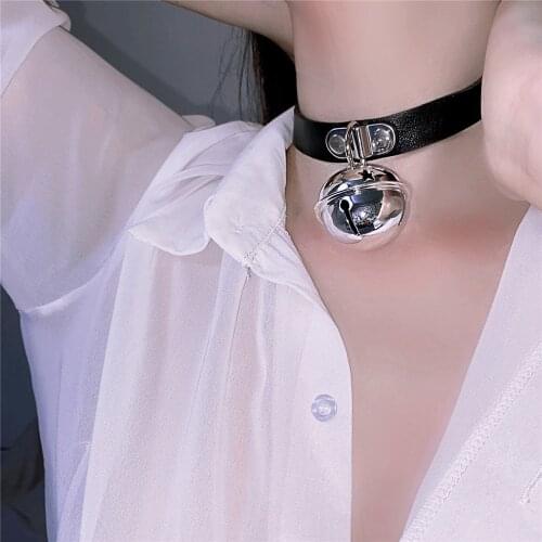2021 New Sexy Fashion Simplicity Necklace For Women Ladies Necklace Big Bell Lock Metal Artificial Leather Punk Style Party Prom
