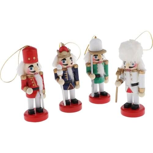 4pcs Traditional Soldier Nutcracker Figures Toy Party Favors Christmas Ornaments