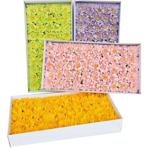 50Pcs/Set Artificial Flowers Asters Soap Flower Head Romantic Wedding ValentineS Day Gift Wedding Banquet Home Decoration