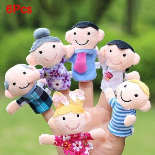 6pcs Cute Family Reunions Harmony Cloth Finger Puppets Mini Character Cartoon Plush Doll Hand Puppet Plush Doll Baby Toy Gift