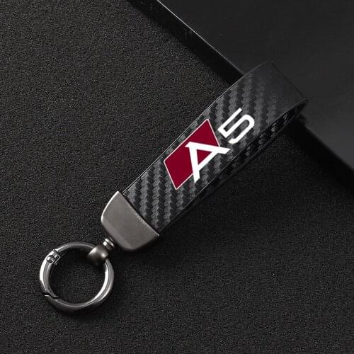 Car Accessories High-Grade Leather Car KeyChain 360 Degree Rotating Horseshoe Buckle Jewelry Key Rings For audi A5