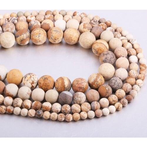 Natural semi precious stone beads Frosting Picture stone Making bracelet, necklace and earrings for DIY 4/6/8/10/12mm 38cm