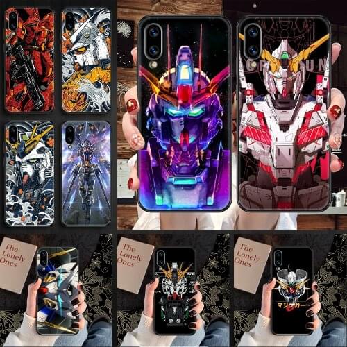 Gundam Robot Phone case For Huawei Honor 6 7 8 9 10 10i 20 A C X Lite Pro Play black soft cover trend cell cover luxury bumper