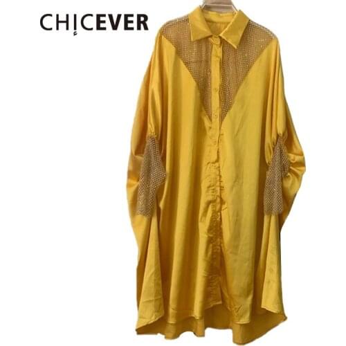 CHICEVER Casual Single Breasted Shirt Dress For Women Lapel Collar Long Sleeve Solid Loose Knee Length Dresses Female Autumn New