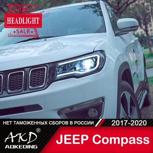 For Car Jeep Compass Head Lamp 2016-2020 Car Accessory Fog Lights Day Running Light DRL H7 LED Bi Xenon Bulb Compass Headlights