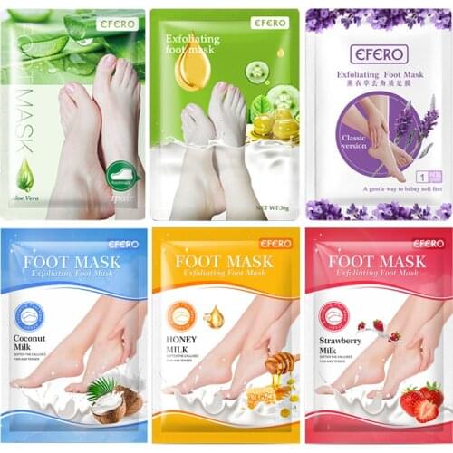 EFERO 6Pack Exfoliating Peeling Foot Mask Calluses Dead Skin Soften Remove Pedicure Socks Repair Whitening Feet Masks Foot Care