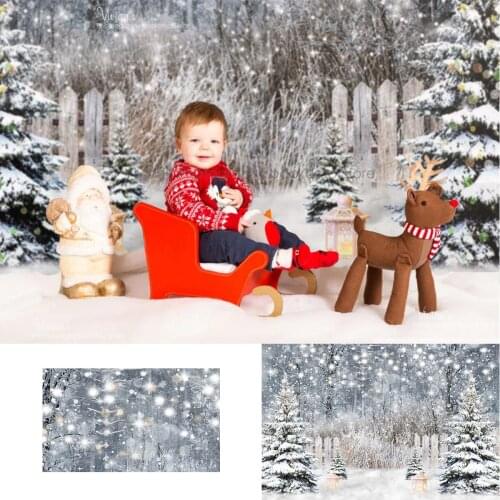 Snowy Forest Photography Backdrop Kids Photocall Winter Child Snow Scene Tree Decor Christmas Prop Banner Baby Boy Photostudio