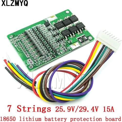 7S 29.4V 15A BMS Lithium Battery Protection Board 18650 ion Lithium Short Circuit Overcharge Overcurrent Protection Module