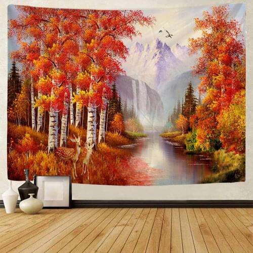Forest And Country Tapestry Wall Hanging Living Room Decoration Oil Painting Scenic