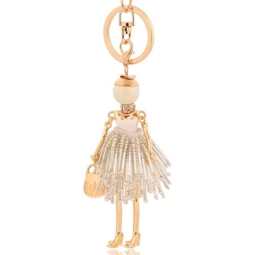 Crystal keychains populer jewelry white rhinestone key chains rings tassel keyring women girl fashion 2019 jewelry