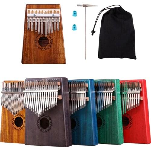 Kalimba 10 Key 17 Key Kalimba Solid Wood Mahogany Finger Thumb Piano Keyboard Musical Instrument with Accessories Full Set KB26