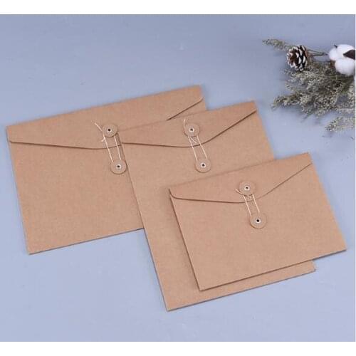 Brown Kraft Paper A5/A4 Document Holder File Storage Bag Pocket Envelope Blank with Storage String Lock Office Supply Pouch