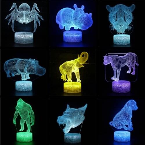 Creative 3D night light animal series acrylic desktop night light boy girl holiday gift decoration bedroom bedside table lamp