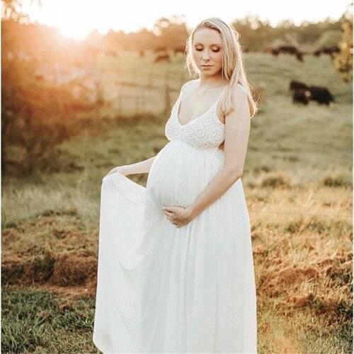 Summer Backless Maternity Dresses For Photo Shoot Slip Strap Chiffon Pregnancy Photography Outfit Long Dresses