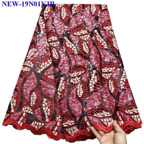 2019 Best Selling Nigerian embroidered Organza Lace Fabric High Quality sequins African french tulle lace fabrics 5 yards XW013