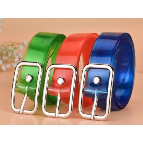 Fashion Child Plastic Transparant Belt Metal Square Girls Short Waistband Designer Cowboy Jeans White Black Waist belts 2020