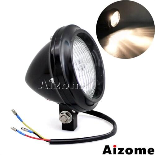 Motorcycle Aluminum Deep Edge Hooded Rim Headlight Cafe Racer Headlamp For Honda Harley Cruiser Custom Headlight 4"