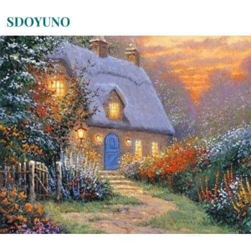 SDOYUNO Landscape Acrylic Paint By Numbers Oil Painting By Numbers On Canvas Scenery 40x50cm Frameless DIY Hand Painting Decor