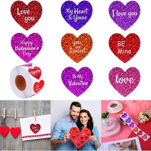 500pcs Heart Shaped Label Sticker Scrapbooking Gift Packaging Seal Birthday Party Wedding Supply Stationery Sticker