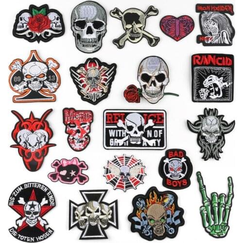 Halloween skull Ghost head Series For Iron on Embroidered Patches For Hat Jeans Sticker Sew-on Clothes Ironing Patch Applique