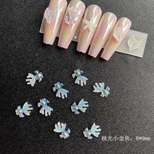 New Aurora Nail Art Accessories Little Fox Head Aurora Starfish Small Goldfish Conch Three-dimensional Nail Decoration Diamond