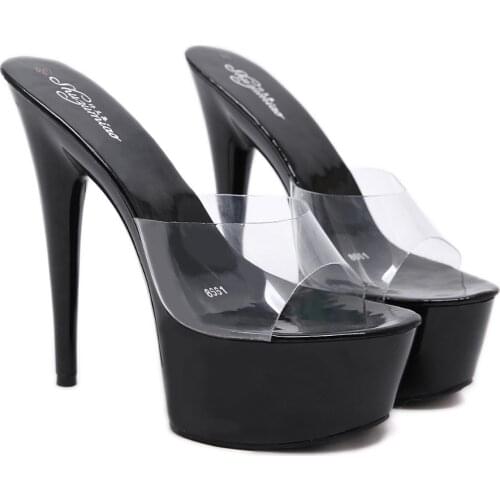 New Women Slipper Crystal Fine Heel 15cm Slipper Female Summer Waterproof 15cm Prevent Thick Bottom Sexy Shoes Factory Price