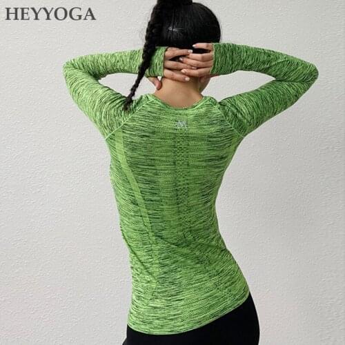 Workout Clothes Gym Yoga Elastic Running Tops Long Sleeve Quick-Dry Jogging Tops Womens Sports Wear For Fitness Sports T-shirt