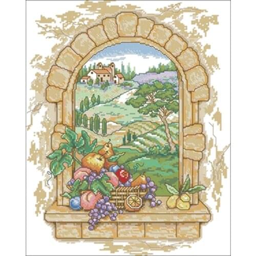 Scenery outside the window patterns Counted Cross Stitch 11CT 14CT 18CT DIY Chinese Cross Stitch Kits Embroidery Needlework Sets