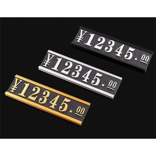 Flat Sign Holder Strip Price Cube With Metal Frame Label Data Strip Assemble Currency RMB Number Shelf Talker Large Digital Tag