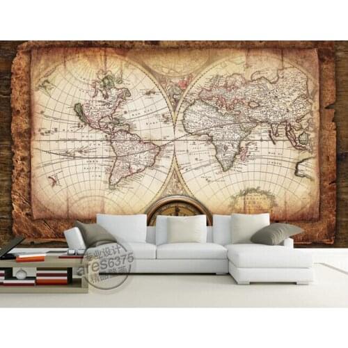 Custom retro wallpaper world navigation map murals for the living room bedroom wall waterproof Papel de parede vinyl