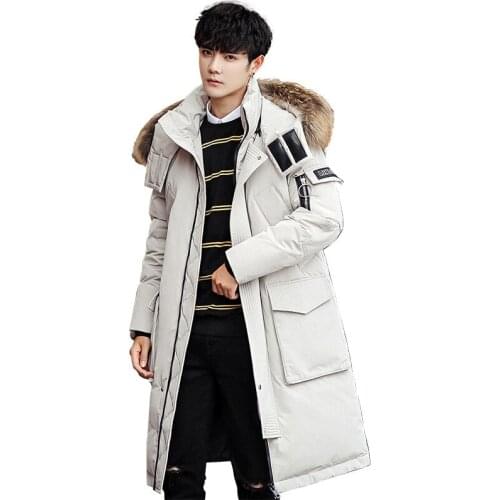 Down Jacket Mens Winter New Style Mens Casual down Jacket MenS Wear Youth Thick Warm Mid-length Jacket