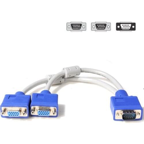New 1 To 2 VGA SVGA Monitor Y Splitter Cable Lead 15 Pin 0.3M for Computer PC Laptop Just for you