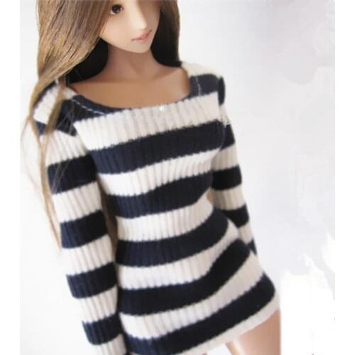 1/6 Scale Sexy Female Clothes Stripe Mini Dress Package Hip Short skirt For 12-inch Large Chest Body