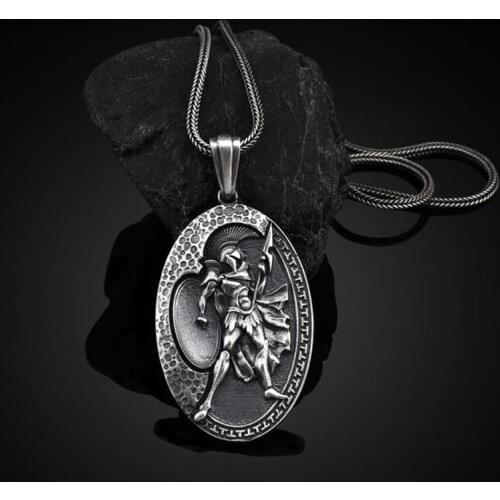 Spartan Gladiator Warrior Pendant Necklace men retro style vintage tag Jewelry on the neck man chain necklace accessories