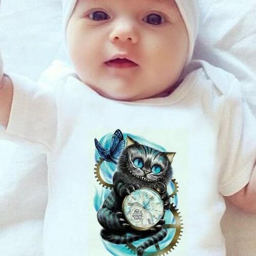 Newborn Jumpsuit Alice in Wonderland Baby Romper Harajuku Fun Cheshire Cat Infant Bodysuits Leisure Fashion Toddler Clothes