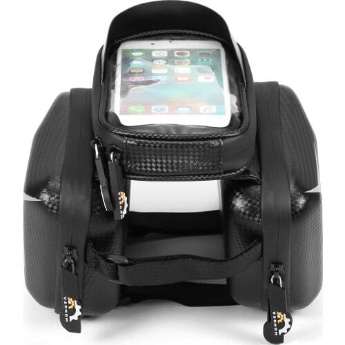 Touch Screen Bike Handlebar Bag Waterproof Front Bicycle Pouch Hard Shell Double Pannier Pack Large Capacity Cycling Storage Bag