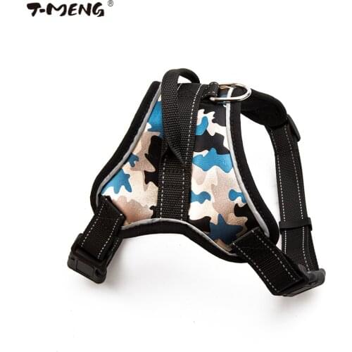 T-MENG Pet Products for Large Dog Harness k9 Collar Camouflage Pattern Pu Leather Puppy Pet Vest Dog Leads Accessories Chihuahua