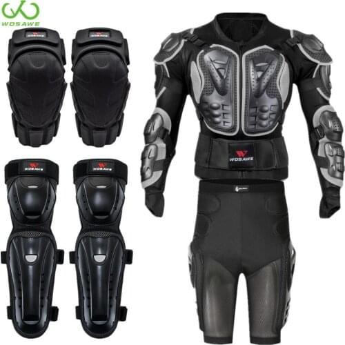 WOSAWE Motorcycle Armor Jackets Set Bandage Guard Brace Chest Ski Cycling Kneepad Hip Butt Protection Motocross Protective Gear