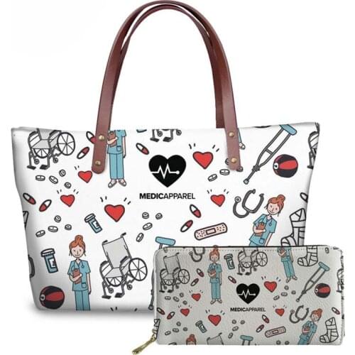 NOISYDESIGNS 2pcs/set Women Handbags Sketch Physio Printing Hand Bags&Wallet Ladies Shoulder Tote Bag for Teenagers Book Bags