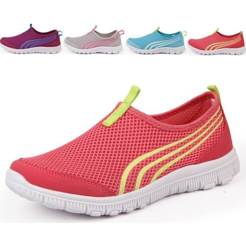 Running Shoes Woman Mesh Casual Shoe 2020 New Fashione Sneakers Flat Loafers Plus Size 35-42 Spring/Autumn Mesh Solid Loafers
