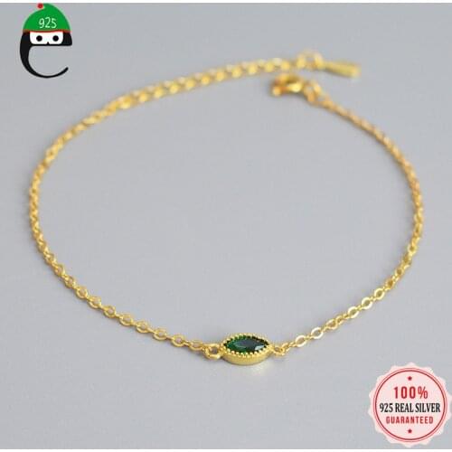 ElfoPlataSi Genuine Fashion 925 Sterling Silver Drop Dazzling Green CZ 925 Bracelet For Women Wife Girls Silver Jewelry DA502