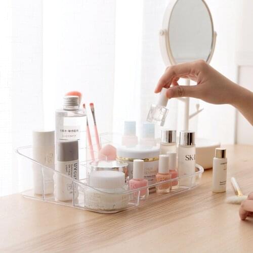 1pc Dresser Cosmetic Storage Box Transparent Multi-compartment Storage Box Office Desktop Plastic Storage Box New Product Hot