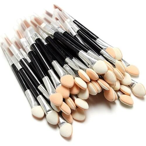 10PC Eyeshadow Applicator Pro Sponge Double Ended Make Up Supplies Portable Eye Shadow Brushes Nail Mirror Powder Brush 7.5cm
