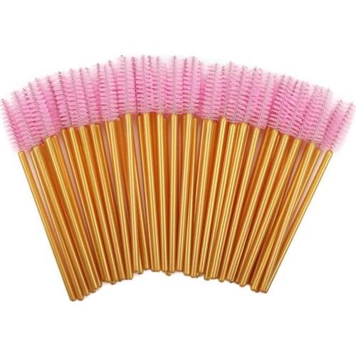 1000pcs/ Pack Mascara Wands Disposable Eye Lash Brushes Applicator for Eyelash Extensions Makeup Tool for Women Gold/Pink