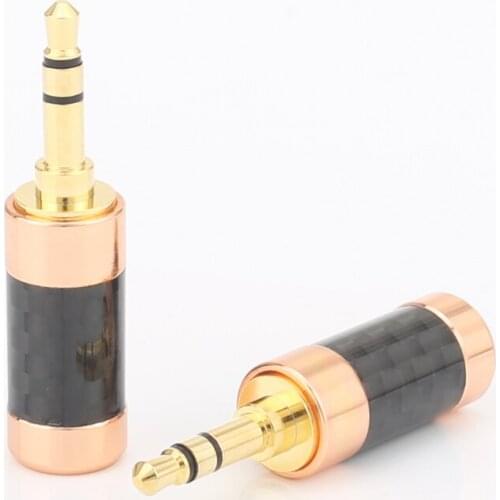 2pcs Audiocrast H001 Hi-End Tellurium Gold plated carbon fiber male connector 3.5MM stereo plug