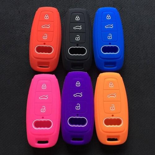3 button silicone rubber car key cover case For AUDI Q8 A7 A6L A8 C8 D5 2019 Key Protect Shell cover case