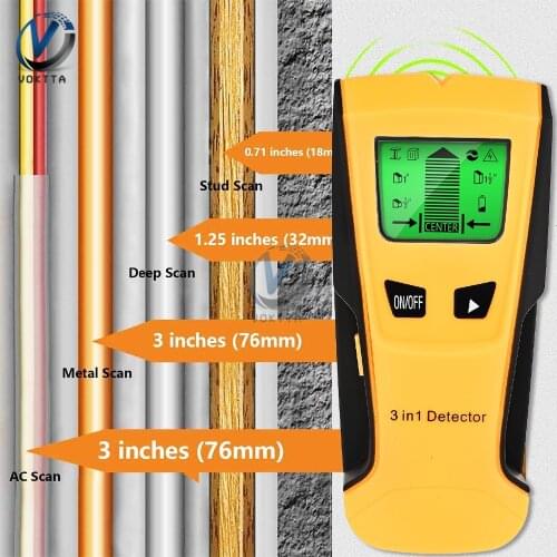 3 in 1 LCD Display Multifunctional Wall Detector Metal Detector Find Wooden Pin Metal Cable Detector Wall Scanner wit AC Warning